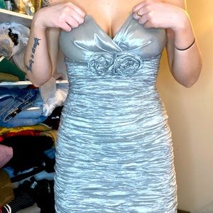 DAISY silver strapless dress
